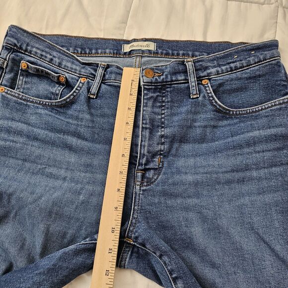 Madewell Jeans Womens 32 Blue Mid Rise Kick Out Flare Crop Brinton Wash Raw Hem - Picture 10 of 11